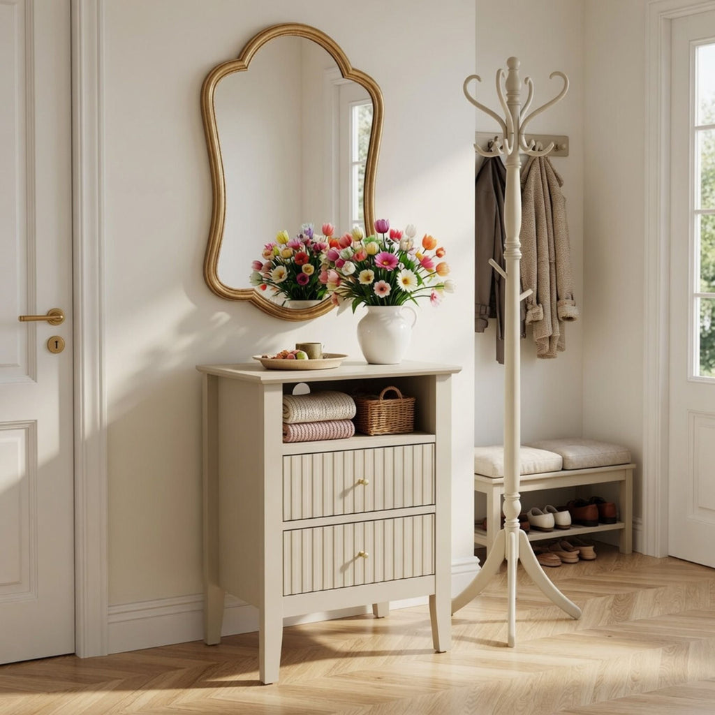 Fluted Nightstand with 2 Drawers and Soft-Close Slides - Multiple Colors