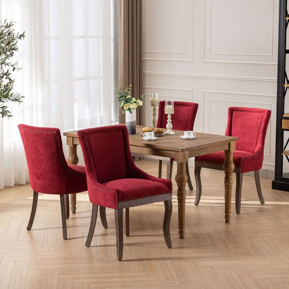 Ultra Side Dining Chair Set with Solid Wood Legs - Multiple Colors