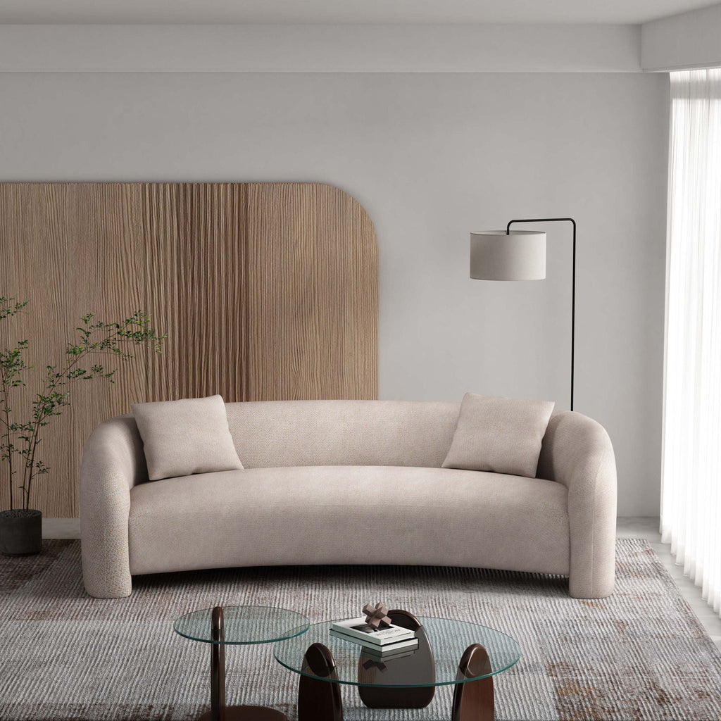 Sylvia Loveseat with Breathable PU Leather - Beige or Gold