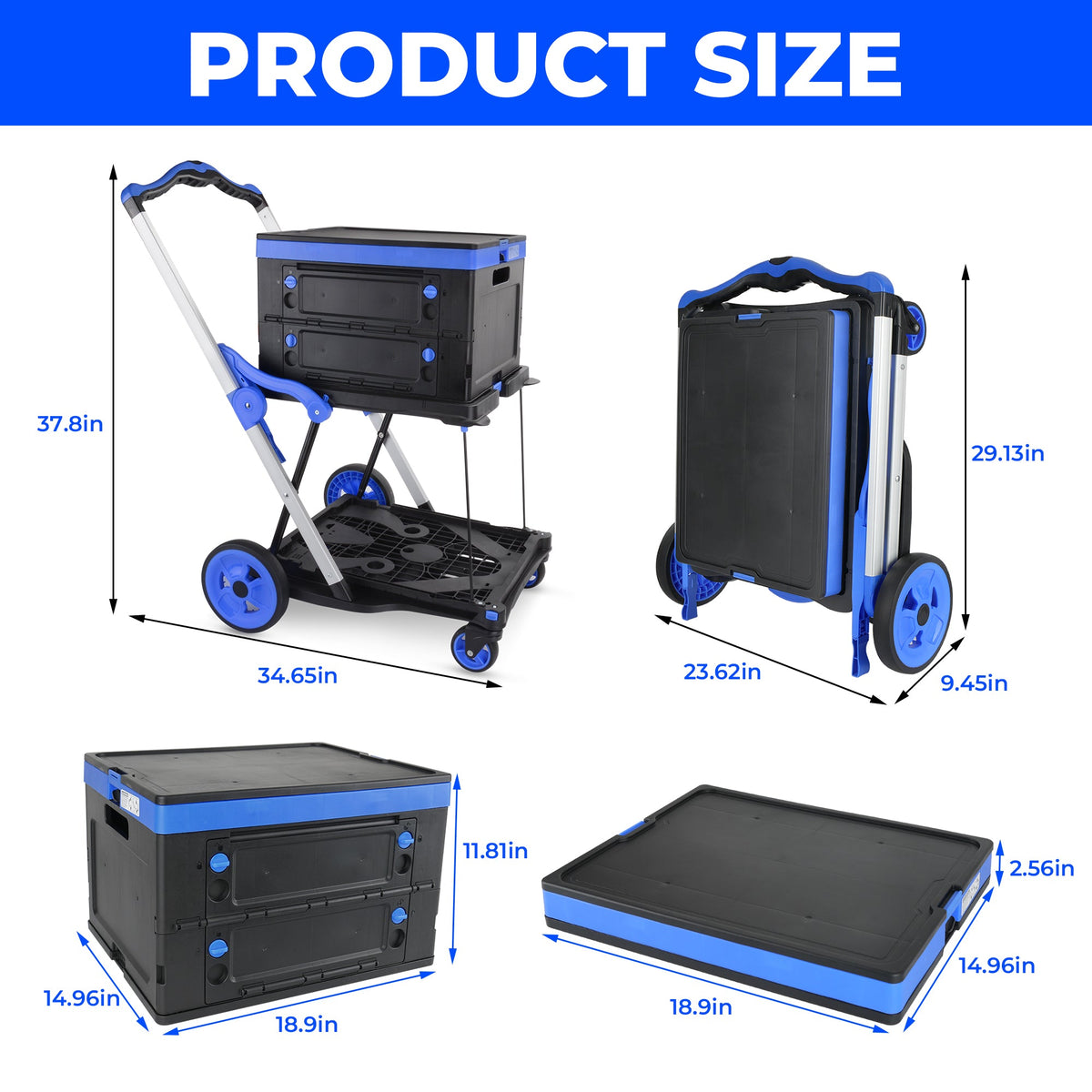 2-Tier Folding Cart with Folding Design - ABS & Aluminum