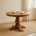 Solid Wood Valentina Round Dining Table with Pedestal Base - Natural
