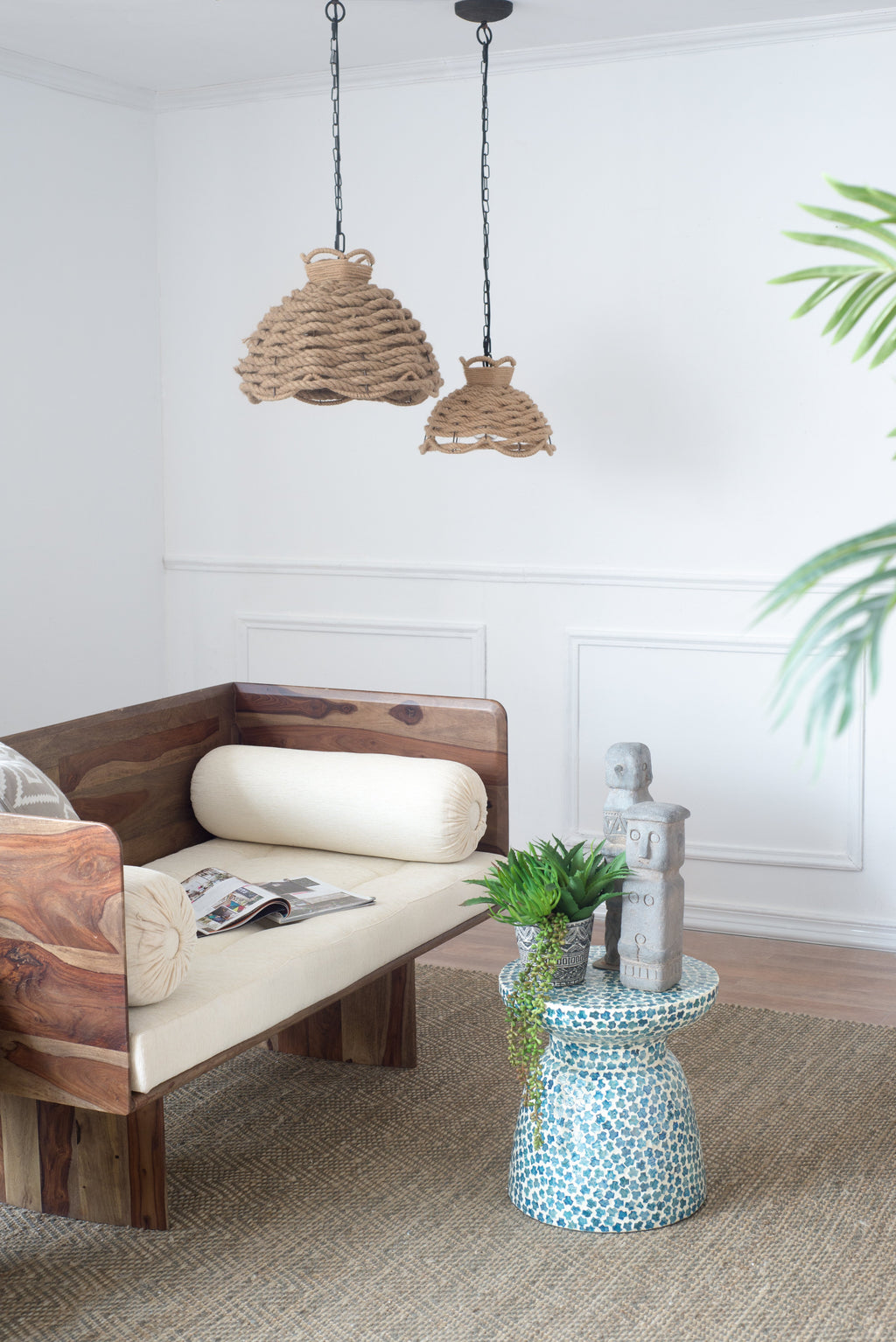 Rope Woven Chandelier Set with Natural Hemp Rope - Brown