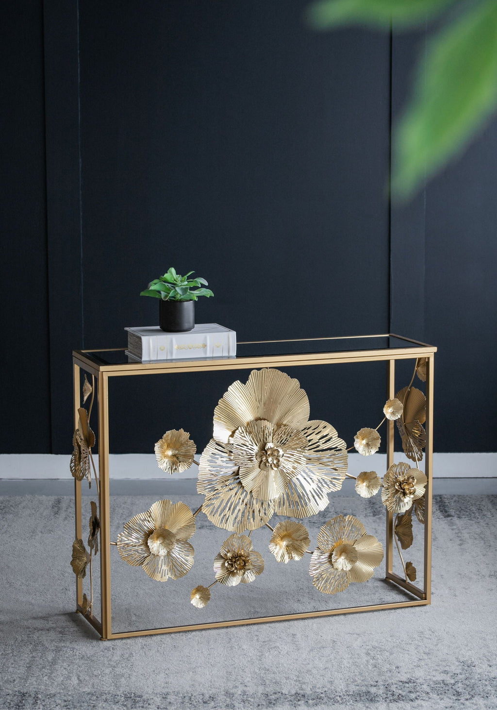 Modern Console Table With Mirrored Glass Top