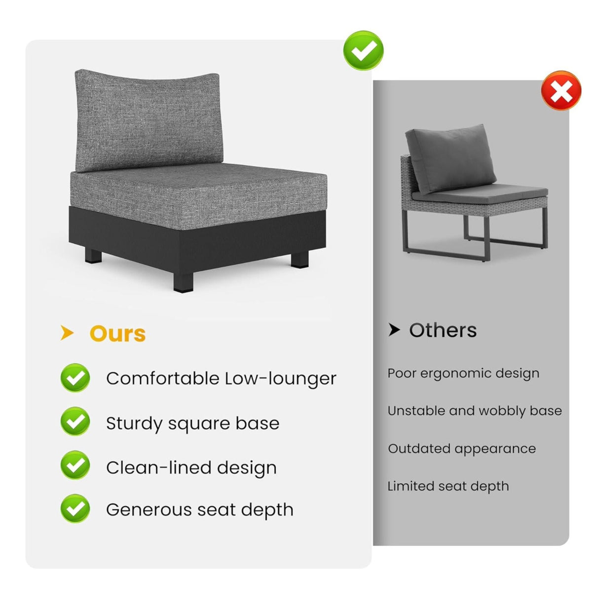 Modular Armless Chair Set with Coffee Table - Gray