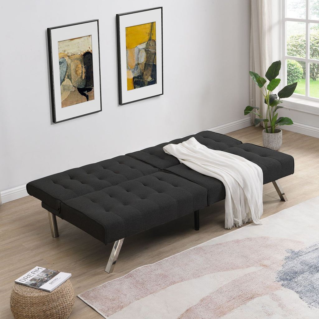 Modern Sofa Bed with Wood Frame and Stainless Legs - Multiple Colors