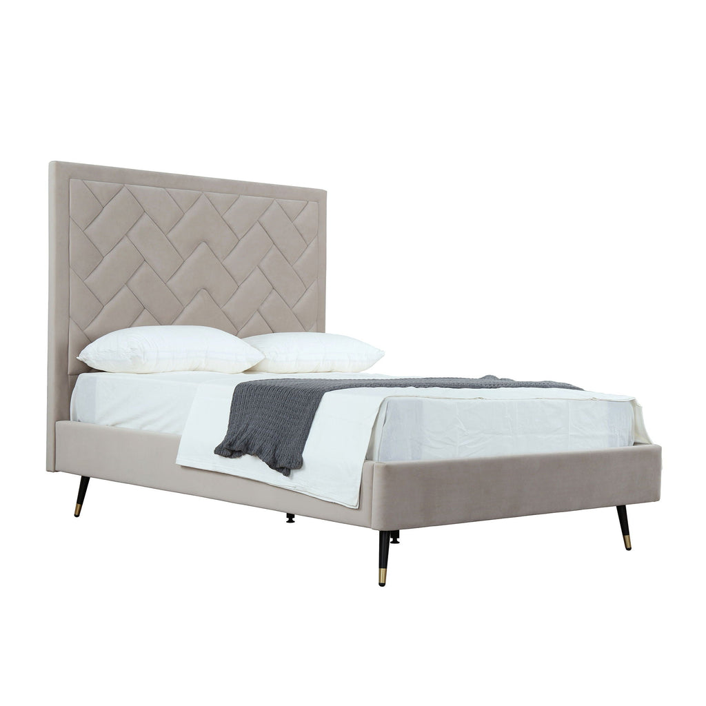 Upholstered Bed with Headboard and Slats - Multiple Colors
