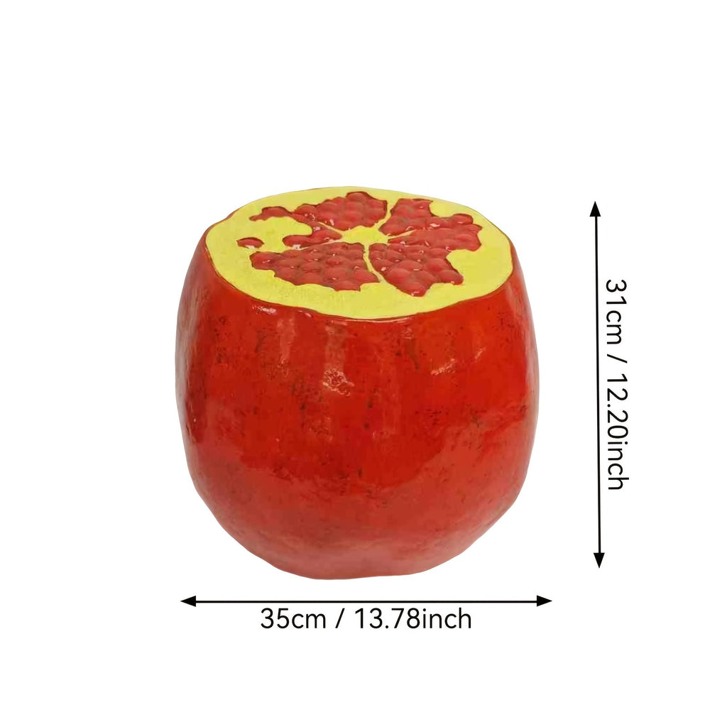 Oversized Pomegranate Fruit Stool with Durable Resin – Red
