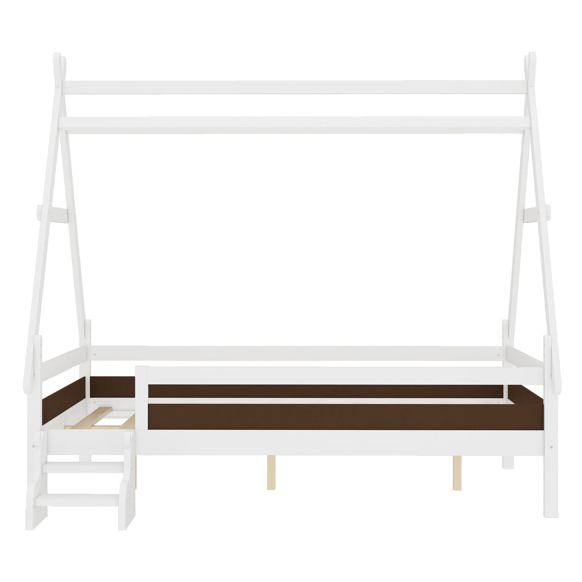 Full House Platform Bed with Stairs - Solid Wood Frame