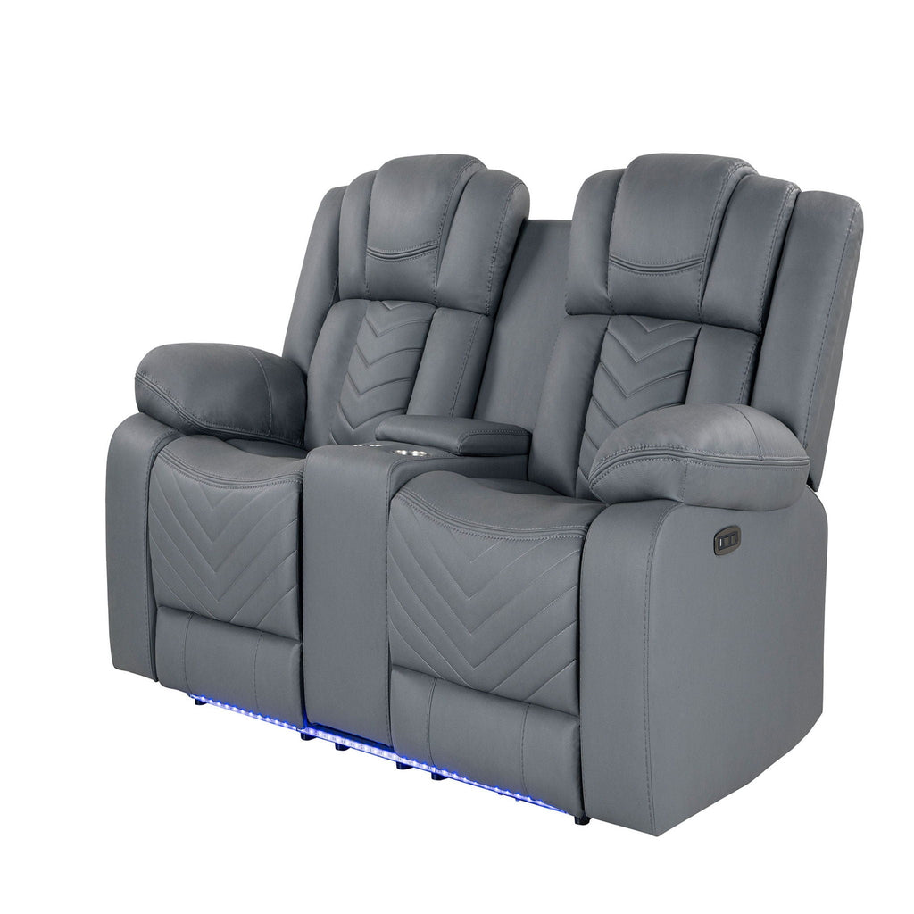 Power Reclining Loveseat with LED Lighting - Gray