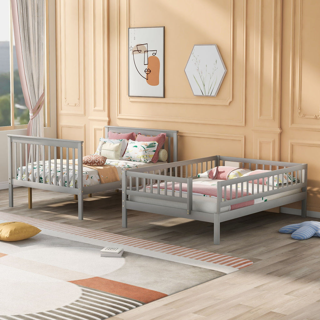 Bunk Bed with Staircase and Storage Options - Dark Gray or White