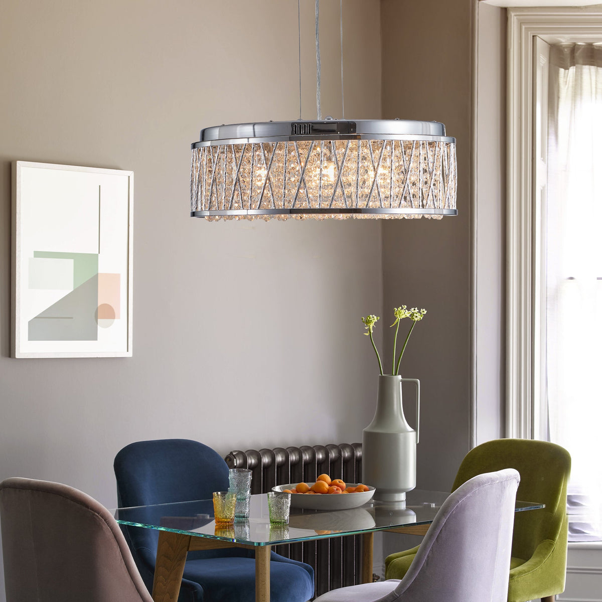 Modern Crystal Chandelier with Crystal Accents - 19 Inch