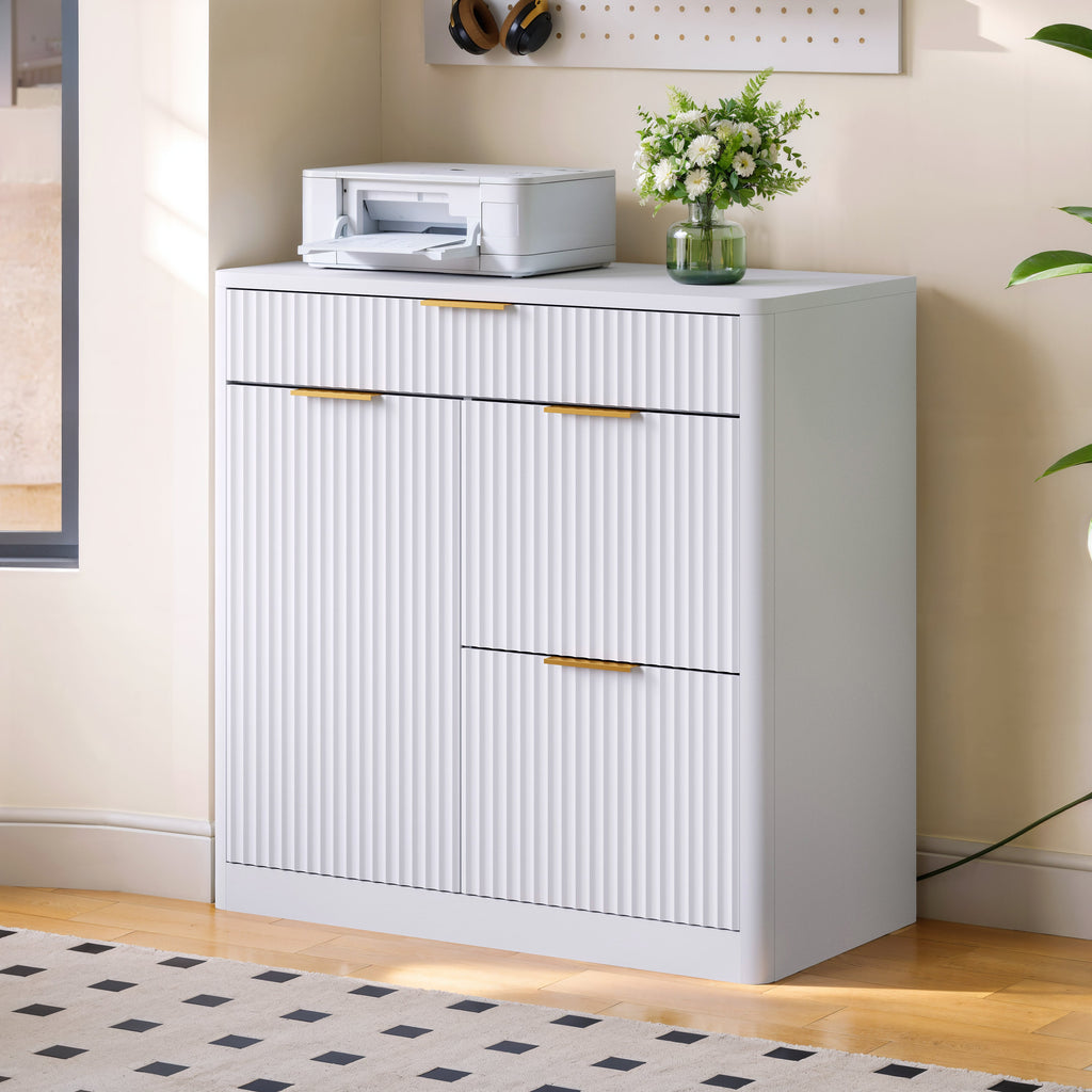 Freestanding Office File Cabinet with Built-In Charging Station - Particle Board