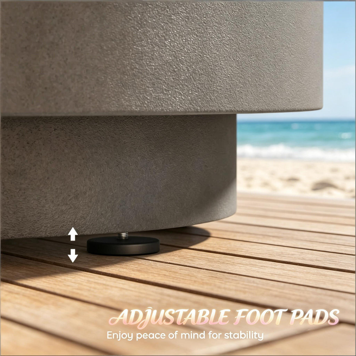 Portable Storage Box Cooler Side Table with Removable Ice Bucket - Concrete