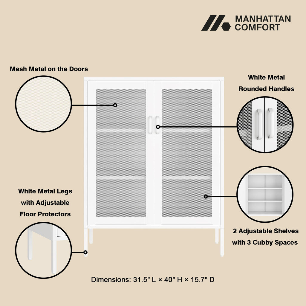 Metal Accent Cabinet with Adjustable Shelves - Black, Green, or White