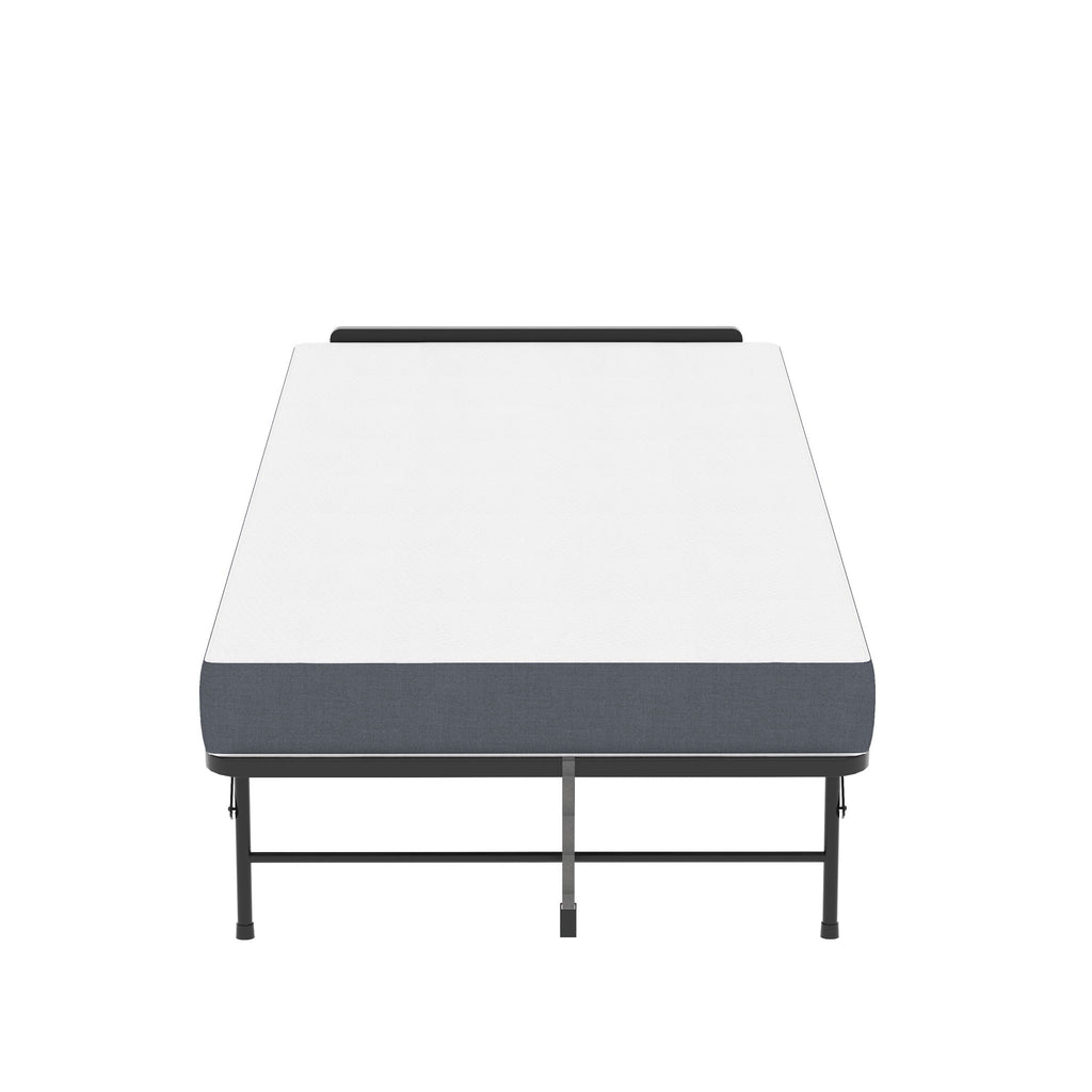 Twin Folding Bed with Adjustable Headboard – Memory Foam, Heavy-Duty Frame, Black
