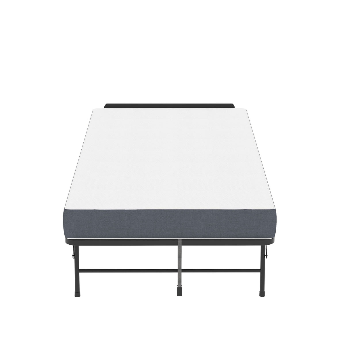 Twin Folding Bed with Adjustable Headboard – Memory Foam, Heavy-Duty Frame, Black
