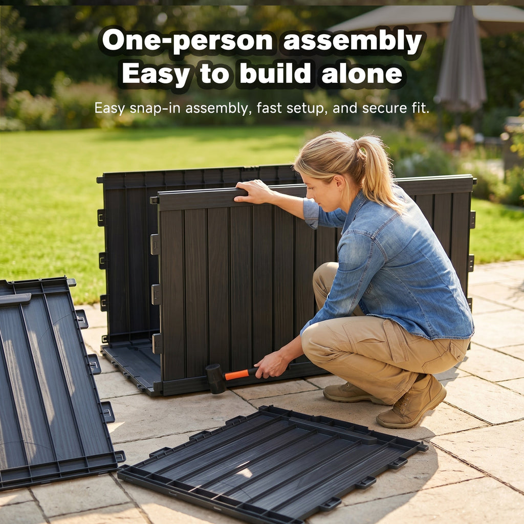 180 Gallon Large Outdoor Storage Deck Box with Lockable Waterproof Resin - Black