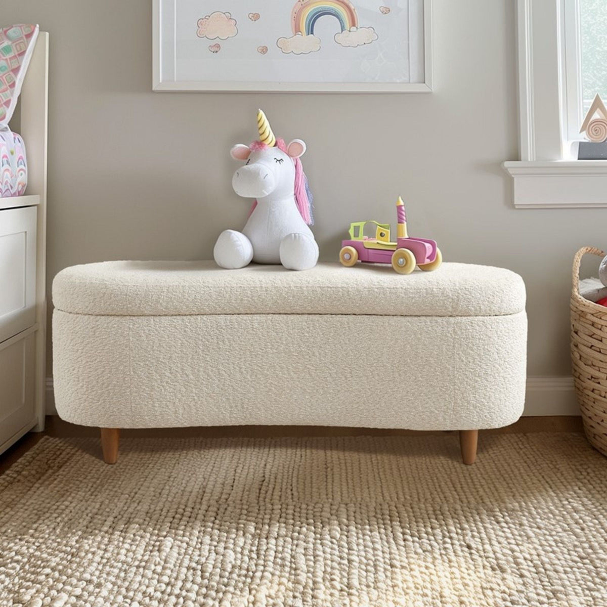Flip Top Storage Bench with Soft Close Hinges - Light Brown, Beige, or Dark Green