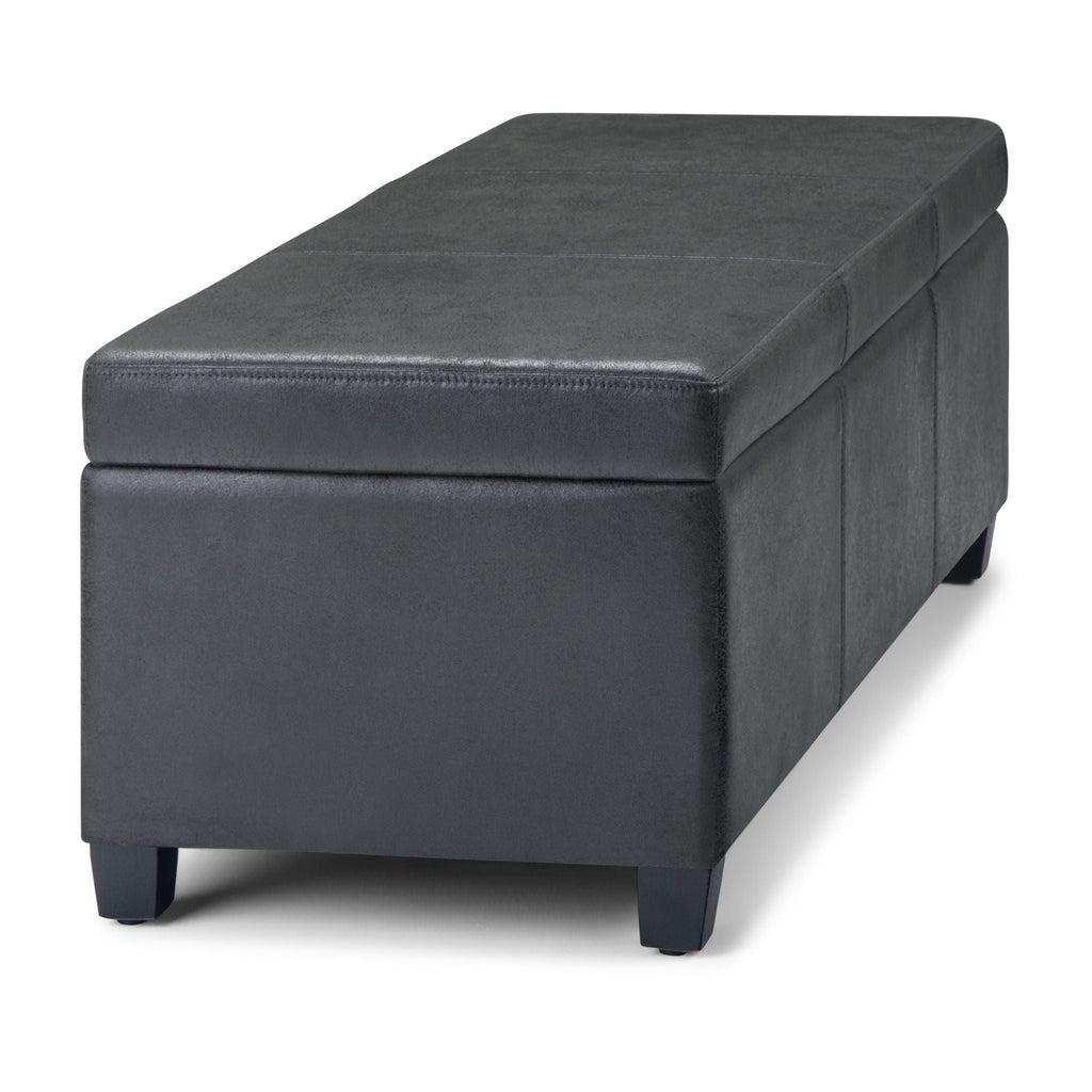 Avalon Contemporary Storage Ottoman Bench with Large Storage - Black, Dark Brown, Dark Gray