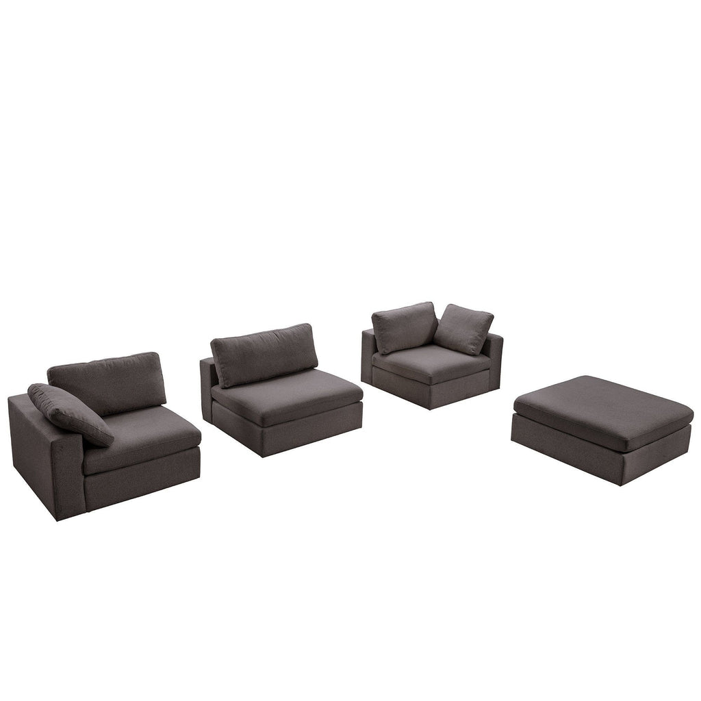 Dark Gray Modular Corner Sectional Sofa with Mid-Century Modern Design - Left Arm Facing