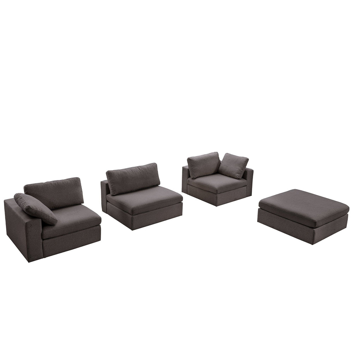Dark Gray Modular Corner Sectional Sofa with Mid-Century Modern Design - Left Arm Facing