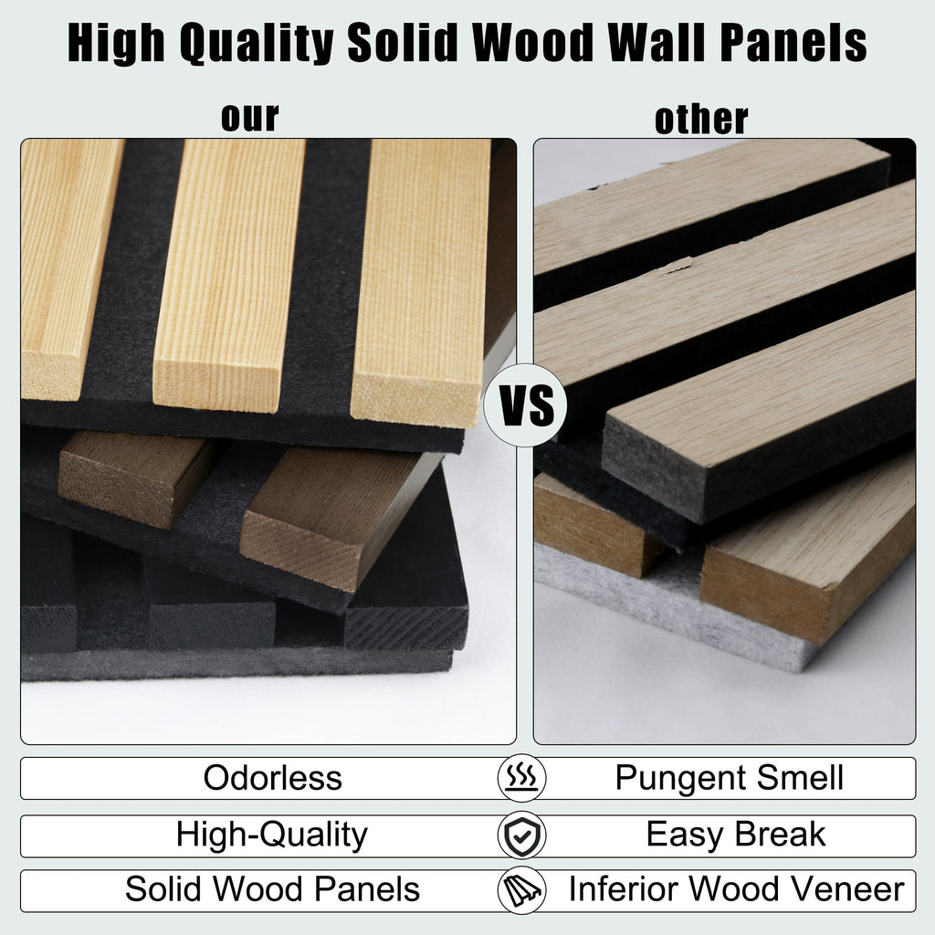 Acoustic Solid Wood Wall Panels with Soundproof Design - Natural Wood