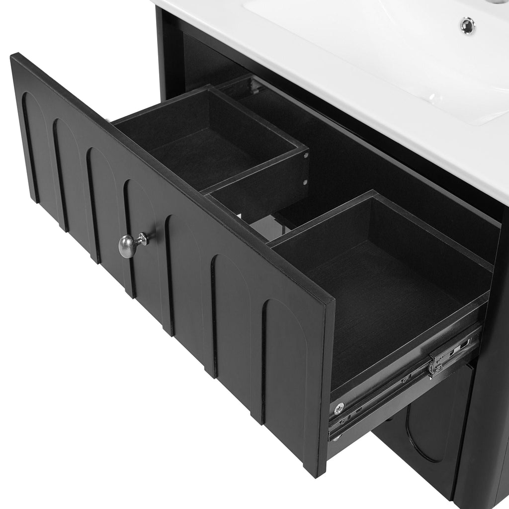 Floating Bathroom Vanity with Soft Close Drawer Slides – White or Black