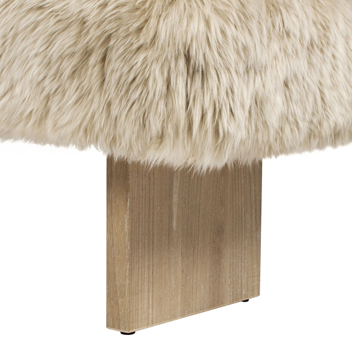 Natural Blonde Sheepskin Fur Rectangular Accent Bench with Plush Upholstery - 49"