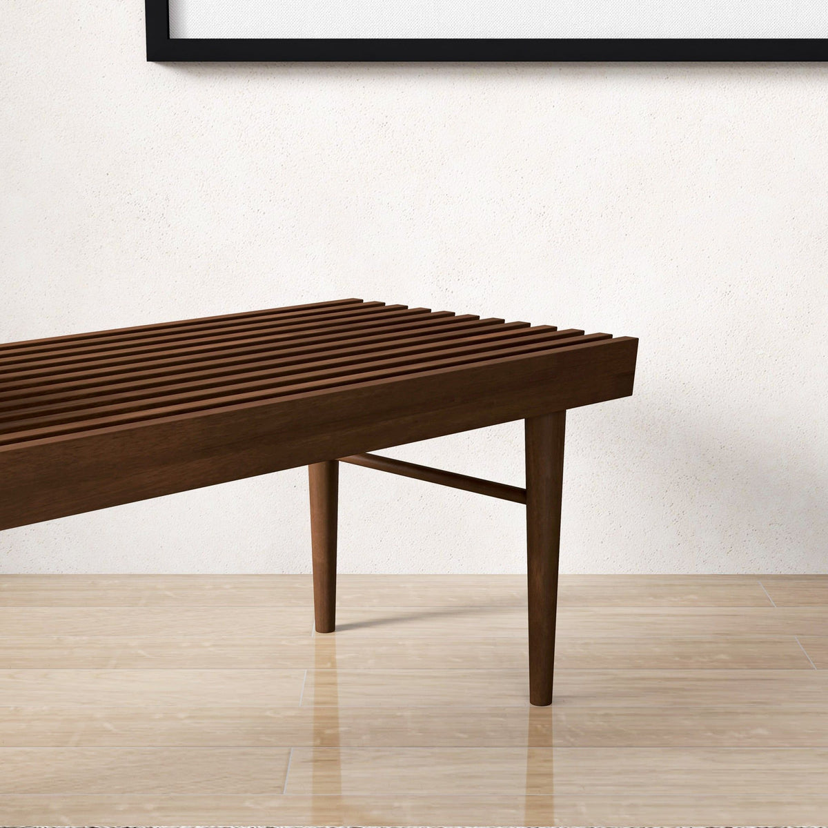 Dark Brown Wood Accent Bench with Solid Wood Frame - Mia