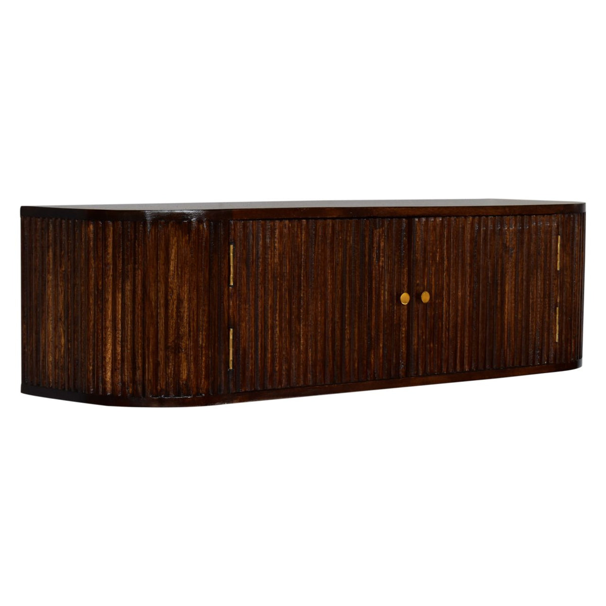 Solid Wood Chunky Chestnut Floating Bedside Table with Drawer and Shelf