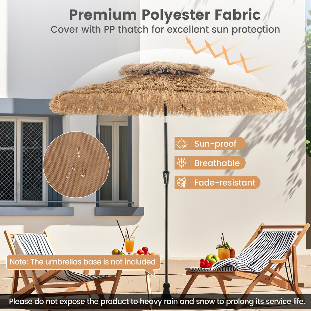9 Feet Thatched Tiki Umbrella with 8 Ribs
