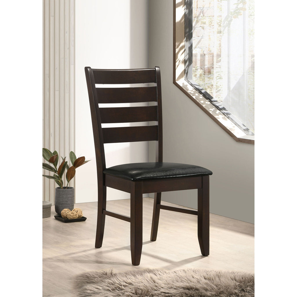 Padded Seat Dining Chairs with Tapered Slats - Set of 2, Dark Gray or Black