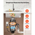 1HP Food Waste Garbage Disposal with Continuous Feed - Black