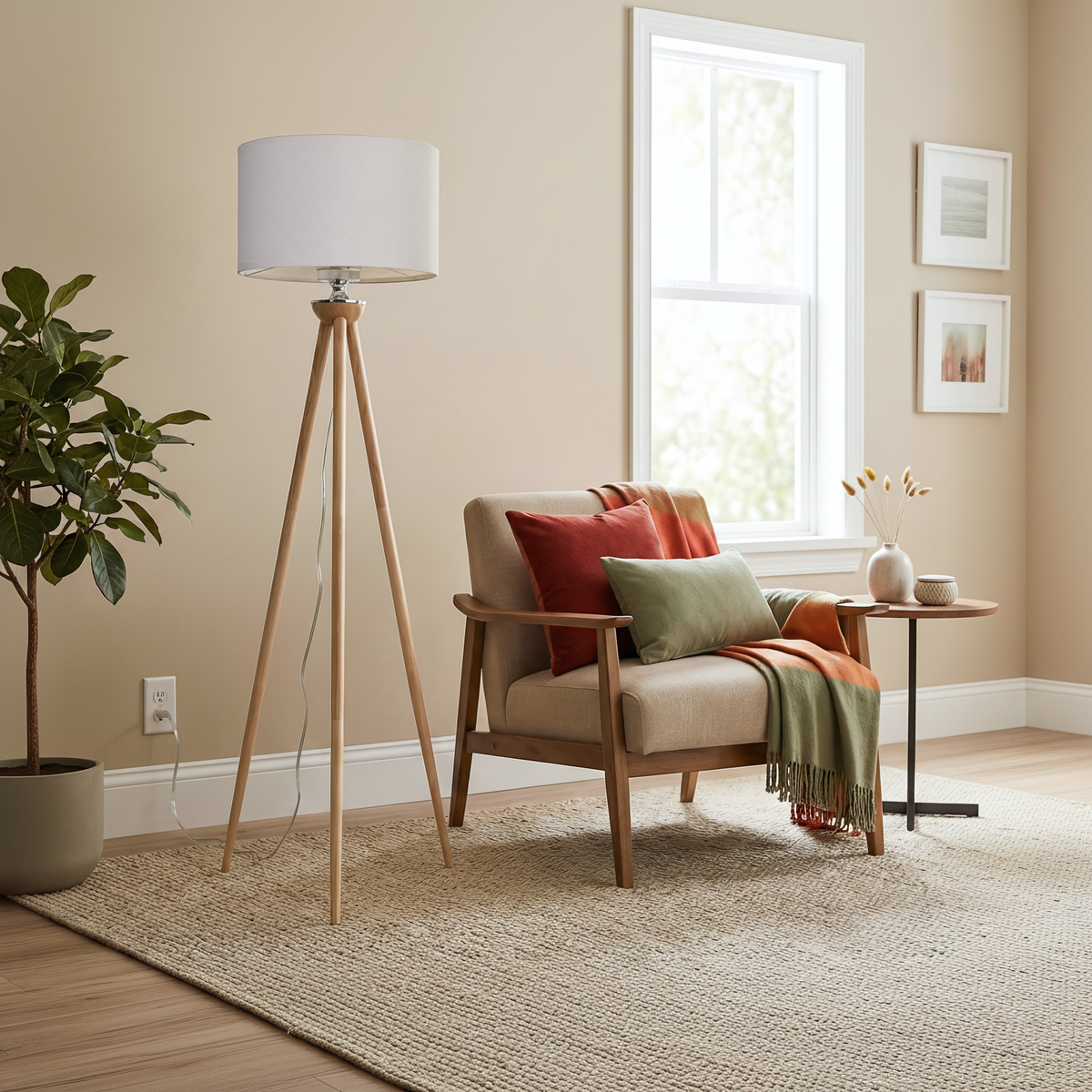 Tall Corner Floor Lamp with Energy Efficient LED - Black
