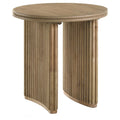 Adina Round Wood Side End Table Distressed Light Brown