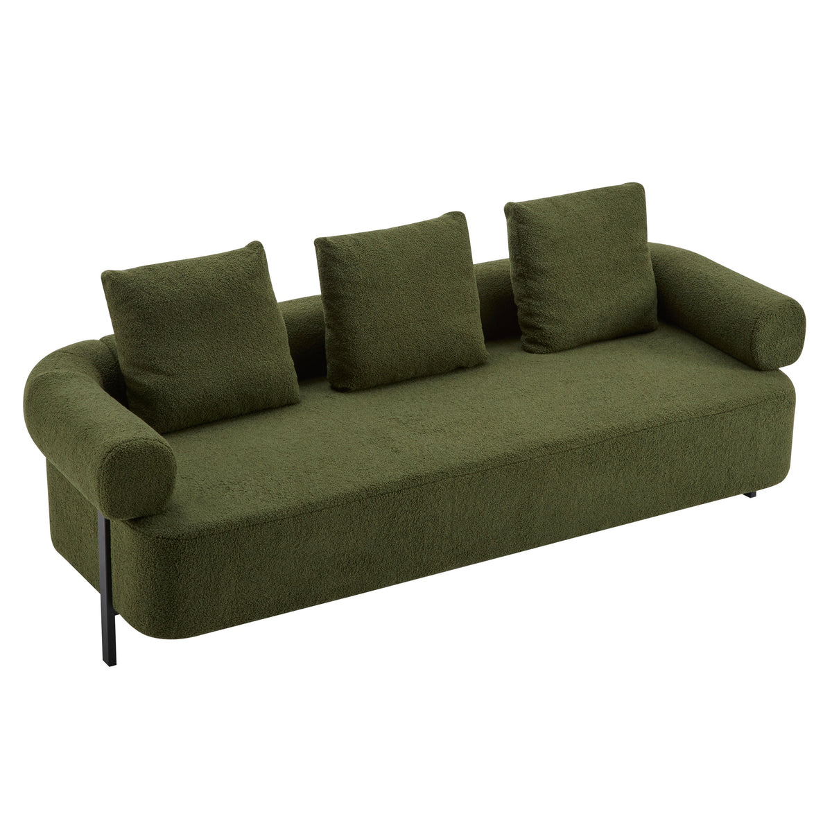 Modern 3-Seater Sofa with Plush Pillows - Green or Orange