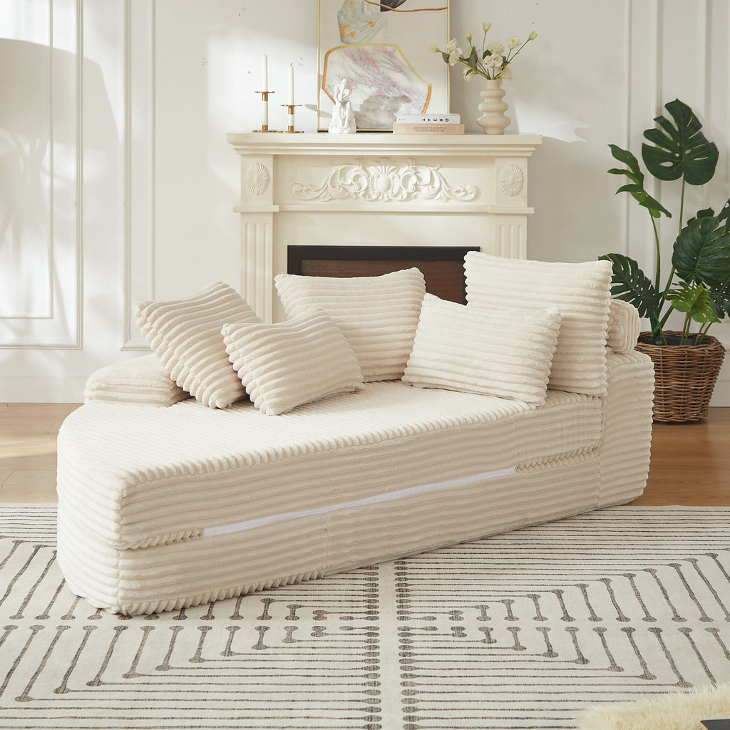 Semi Circular 2-in-1 Sofa Bed with Neck Pillow and Throw Pillows – Multiple Colors