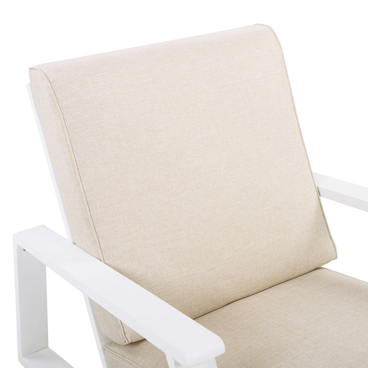 Outdoor Patio Lounge Chair Set of 2 with Cushions - White or Light Brown
