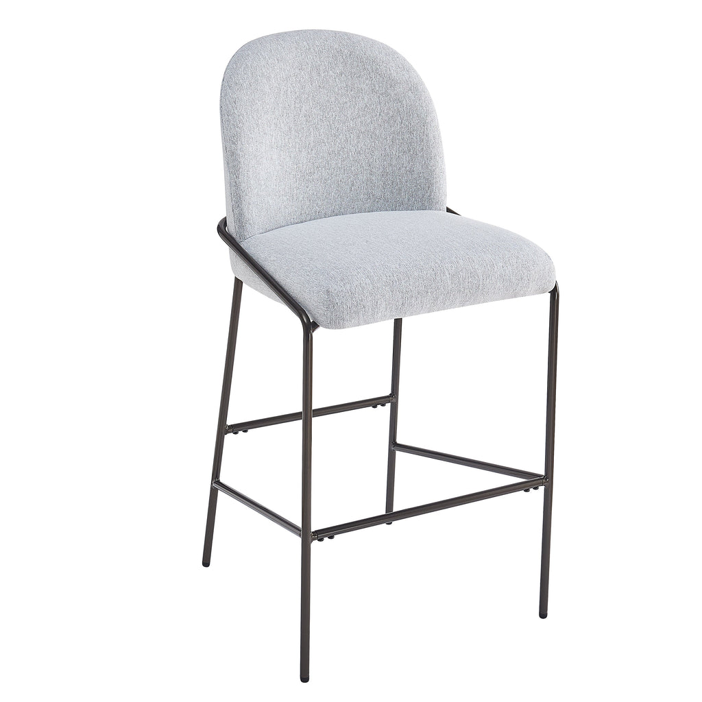 Galen Indoor Metal Upholstered Barstool with Contoured Backrest - Antique Bronze
