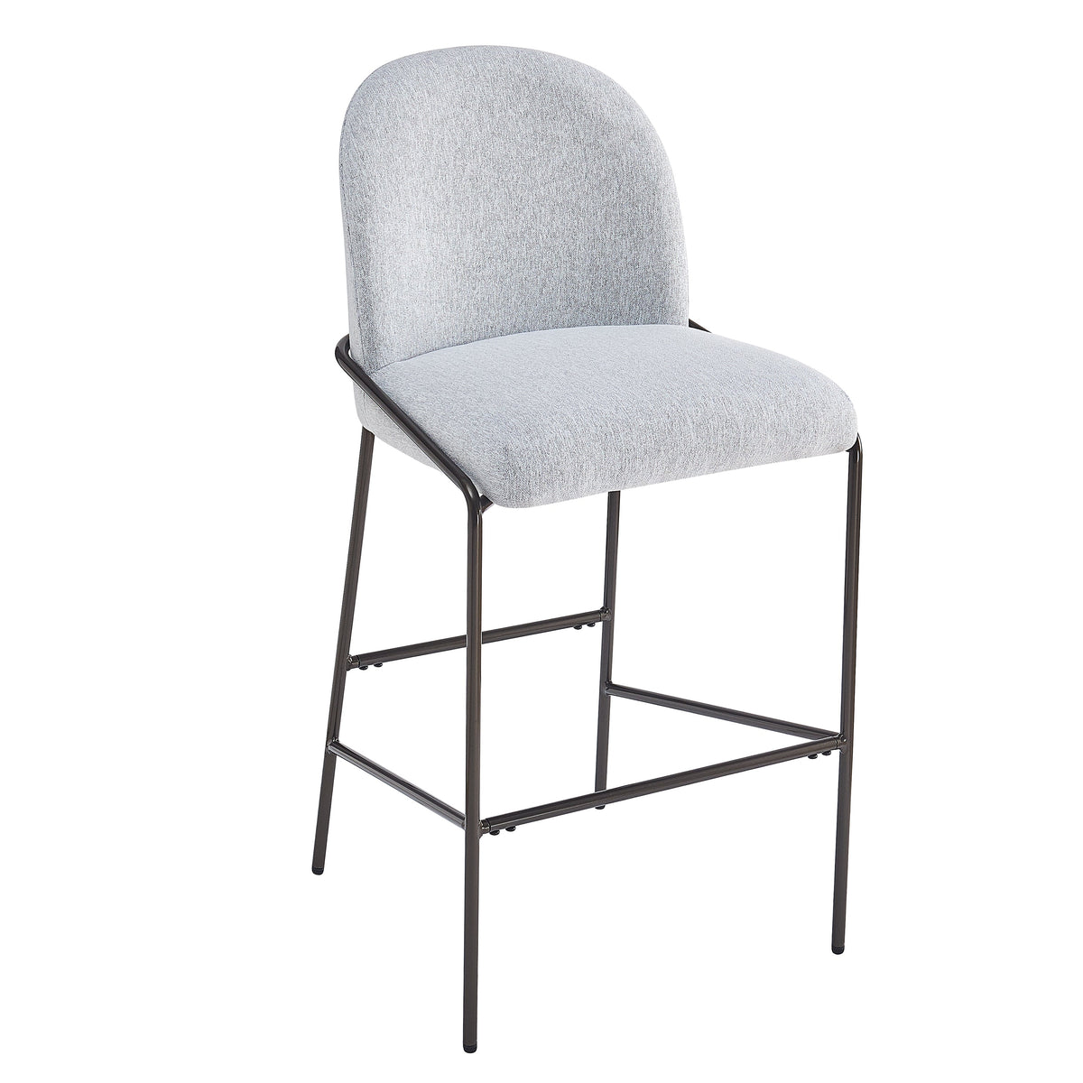 Galen Indoor Metal Upholstered Barstool with Contoured Backrest - Antique Bronze