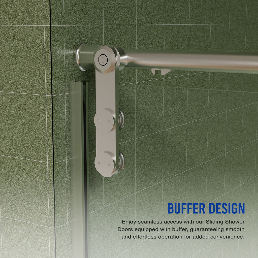 Pearl Silver Sliding Frameless Shower Door with Easy Clean Tempered Glass