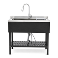Stainless Steel Utility Sink with Pull-Out Faucet - Silver & Black
