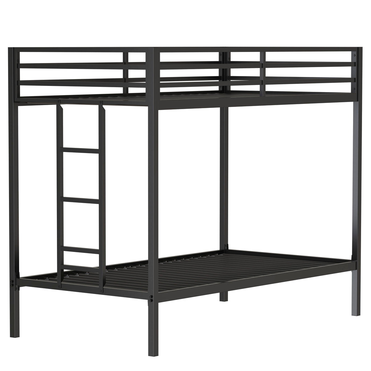 Twin Over Twin Bunk Bed with Safety Guardrails - Black