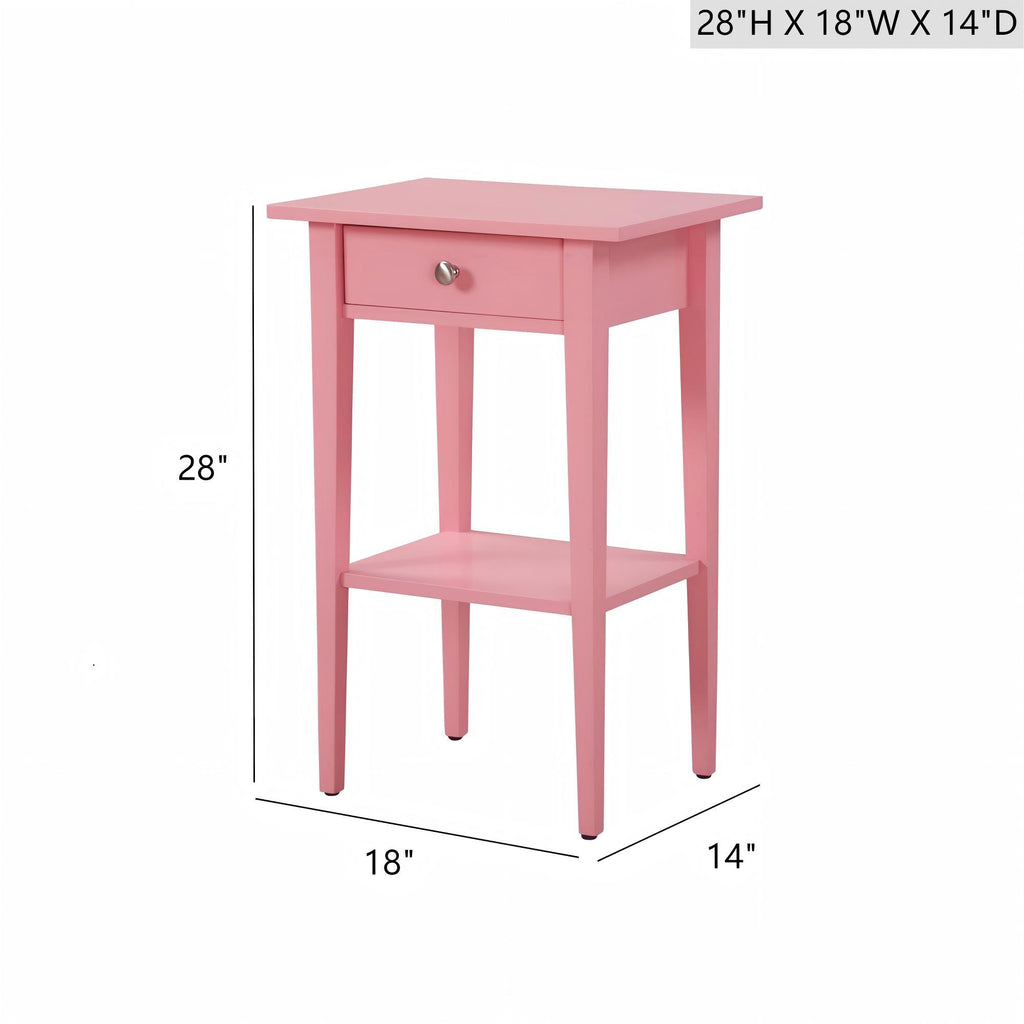 Wood Nightstand with Drawer and Shelf - Multiple Colors