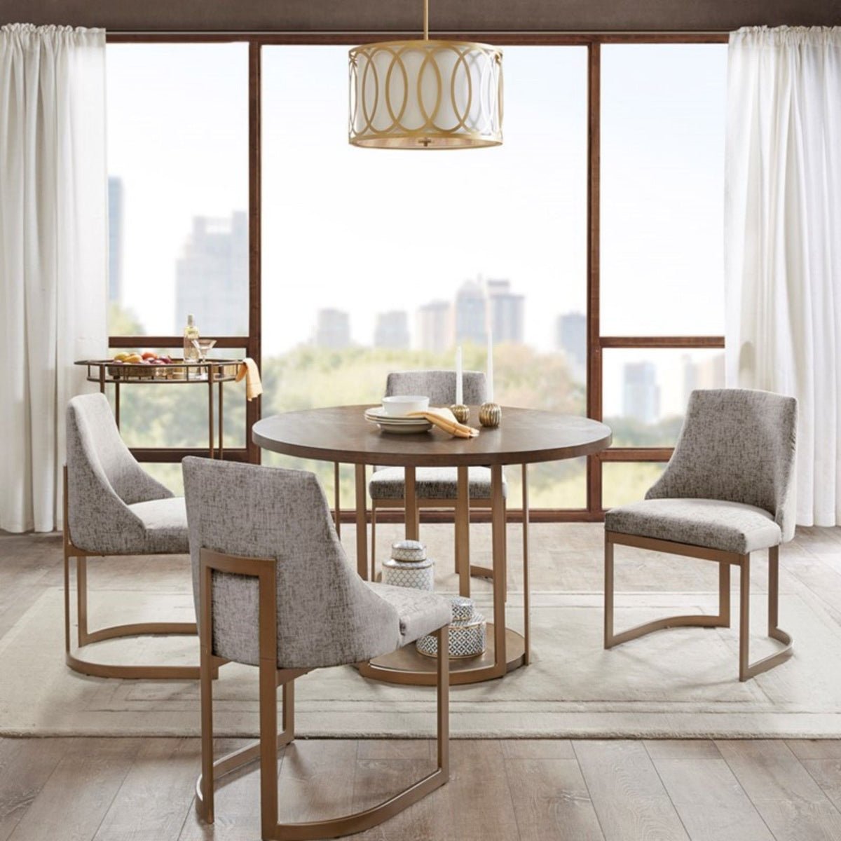 Modern Accent Dining Chairs with Upholstered Cushions – Beige or Gray