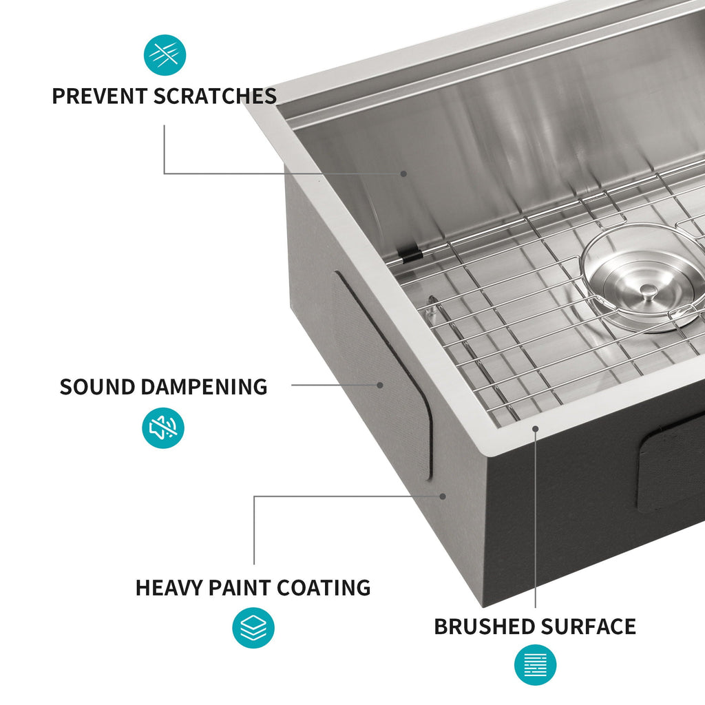 Gray Stainless Steel Undermount Workstation Kitchen Sink with Soundproofing - Single Bowl