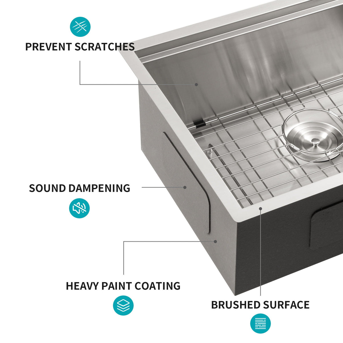 Gray Stainless Steel Undermount Workstation Kitchen Sink with Soundproofing - Single Bowl
