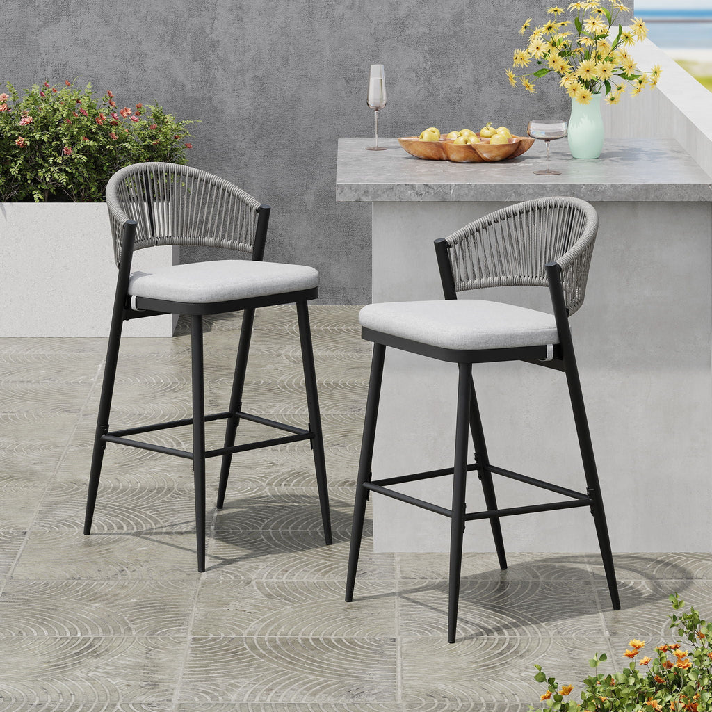 Outdoor Bar Height Metal Frame Counter Stools