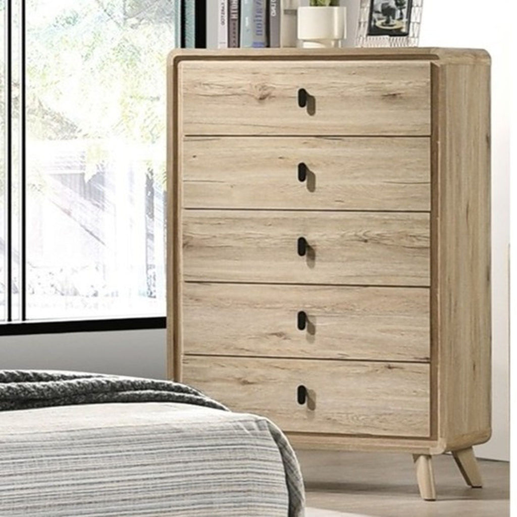Chest With 5 Drawers - Mid-Century Design - Beige