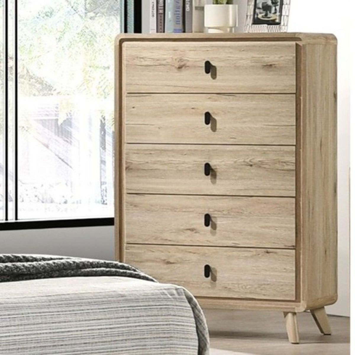 Chest With 5 Drawers - Mid-Century Design - Beige